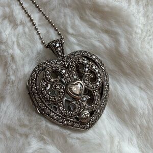 Silver and marcasite locket on silver chain